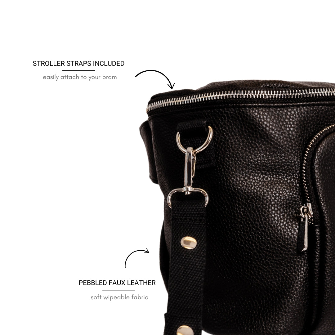 Bellaboo Crossbody Baby Sling Caddy Bag Onyx Stroller Pram Straps Close Up