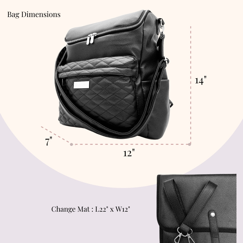 Bellaboo Mabel Baby Changing Bag Onyx Black Dimensions