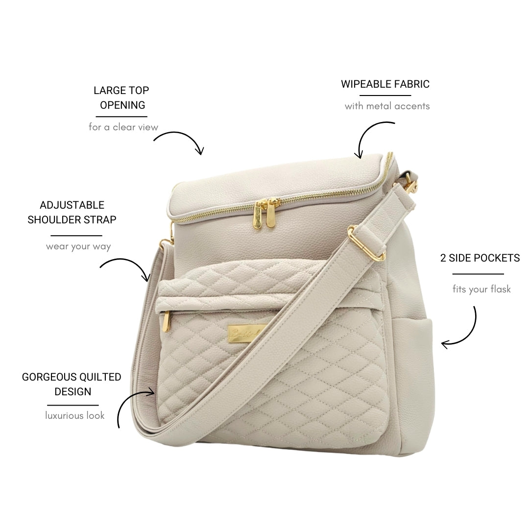 Bellaboo Mabel Baby Changing Bag Mocha Features Info Graphic