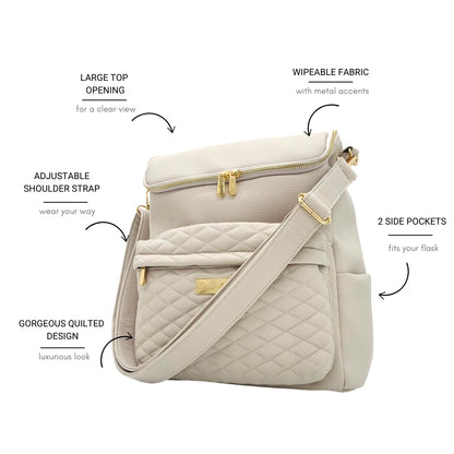 Bellaboo Mabel Baby Changing Bag Mocha Features Info Graphic