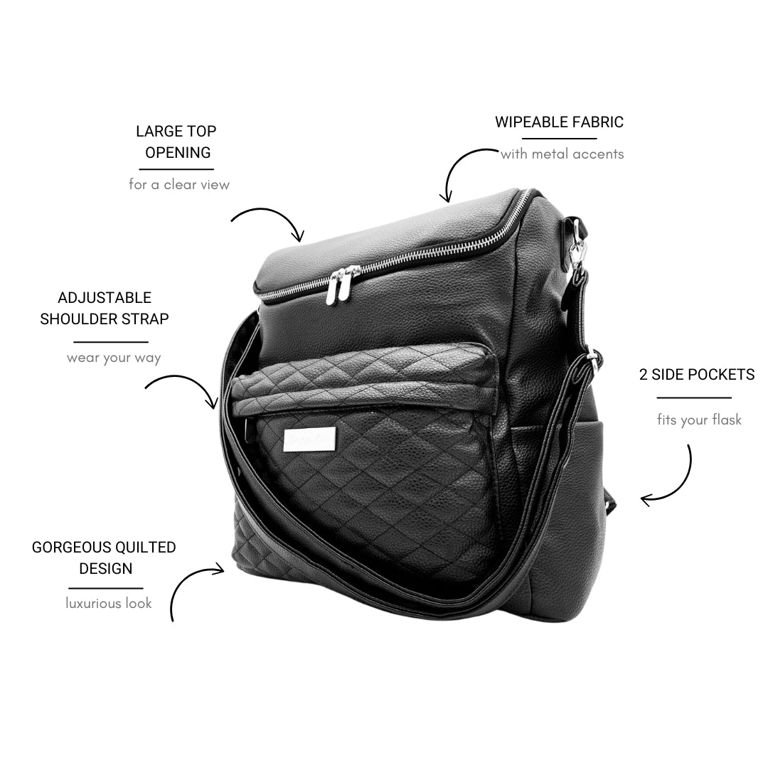Bellaboo Mabel Baby Changing Bag Onyx Black Feature Info Graphic
