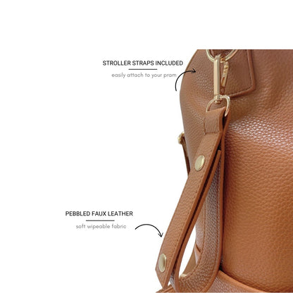 Bellaboo Mabel Baby Changing Bag Tan Stroller Pram Straps Close Up 