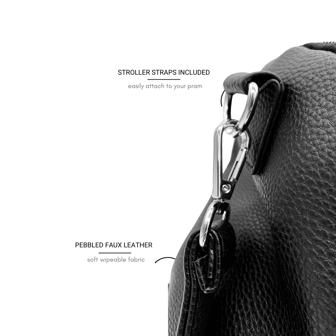 Bellaboo Mabel Baby Changing Bag Onyx Black Stroller Pram Strap Close Up
