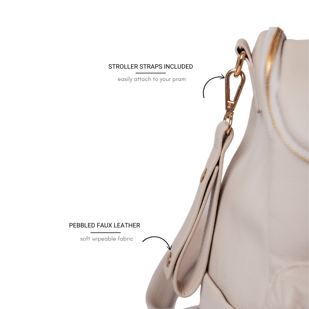 Bellaboo Mabel Baby Changing Bag Mocha Stroller Pram Straps Close Up