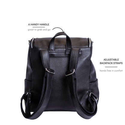 Bellaboo Mabel Baby Changing and Mum Bag Onyx Black Backpack info Graphic