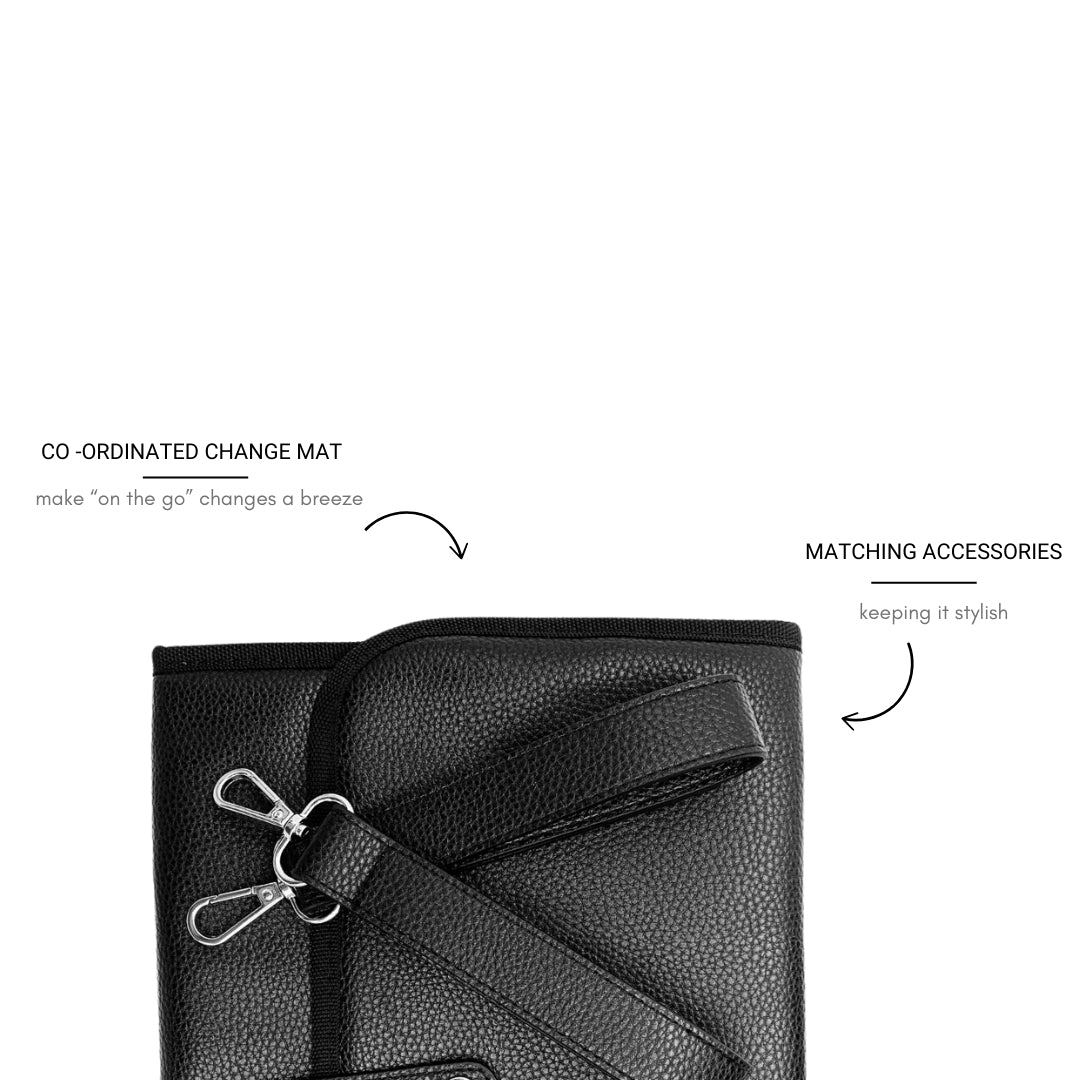 Bellaboo Mabel Baby Changing Bag Onyx Black Changing Mat And Straps