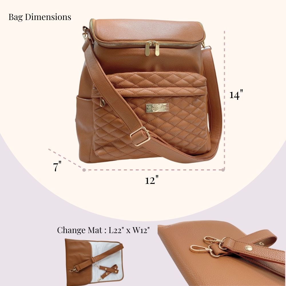 Bellaboo Mabel Baby Changing Bag Tan Dimensions 