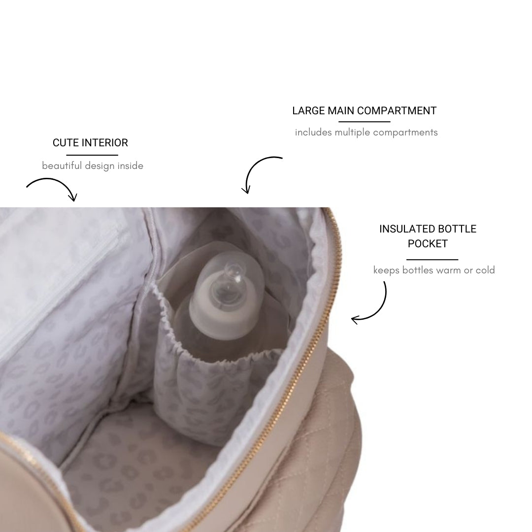 Bellaboo Mabel Baby Changing Bag Mocha Interior And Insulated Bottle Pocket