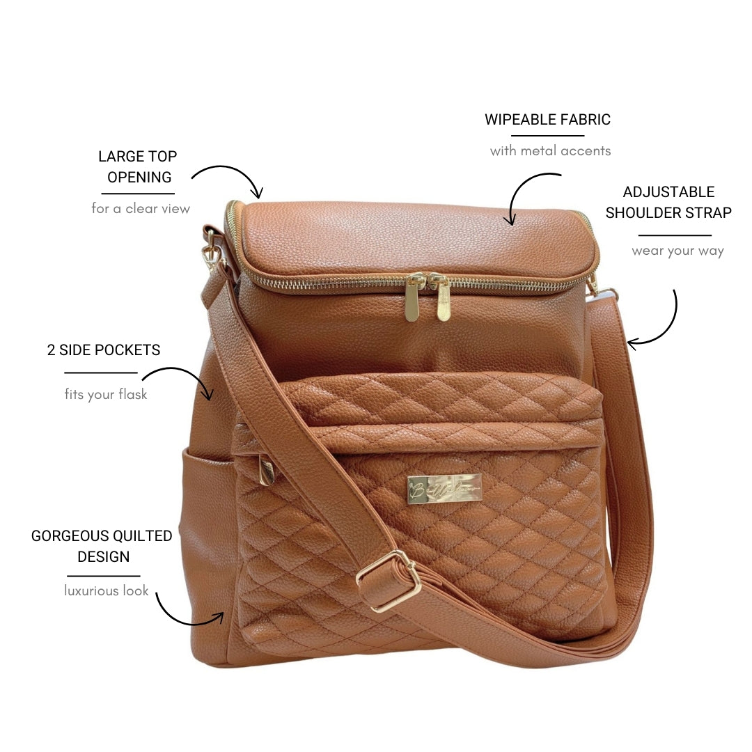 Bellaboo Mabel Baby Changing Bag Tan Features Info Graphic