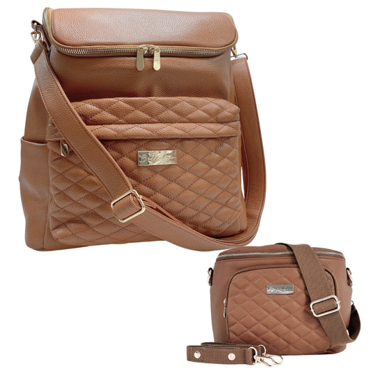 Mabel Baby Changing Bag & Sling Bag Set In Tan