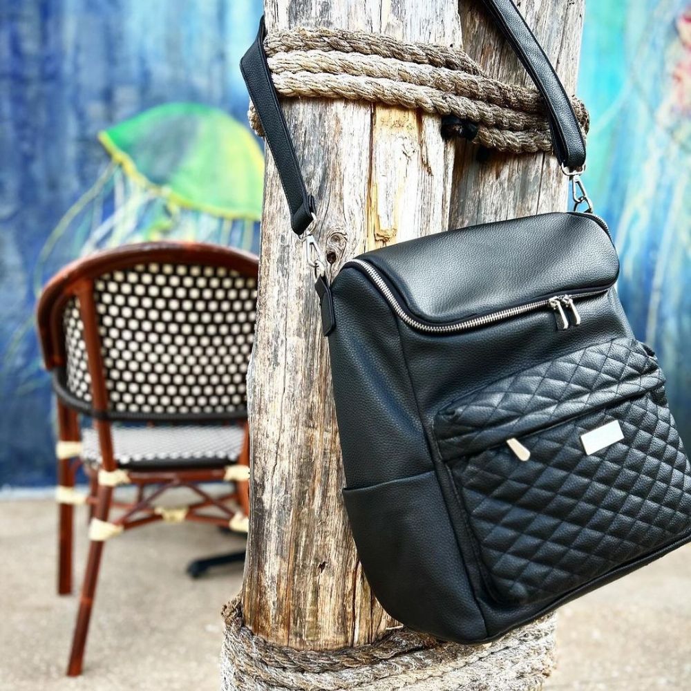 Bellaboo Mabel Baby Changing Bag Onyx Black Lifestyle Beachy