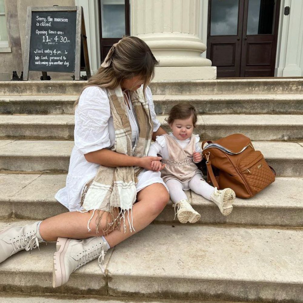 Bellaboo Mabel Baby Changing Bag  Tan With Mum And Daughter 